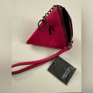 Women Simply Vera Wang Cana Logo Geo Pouch Wristlet Pink D40